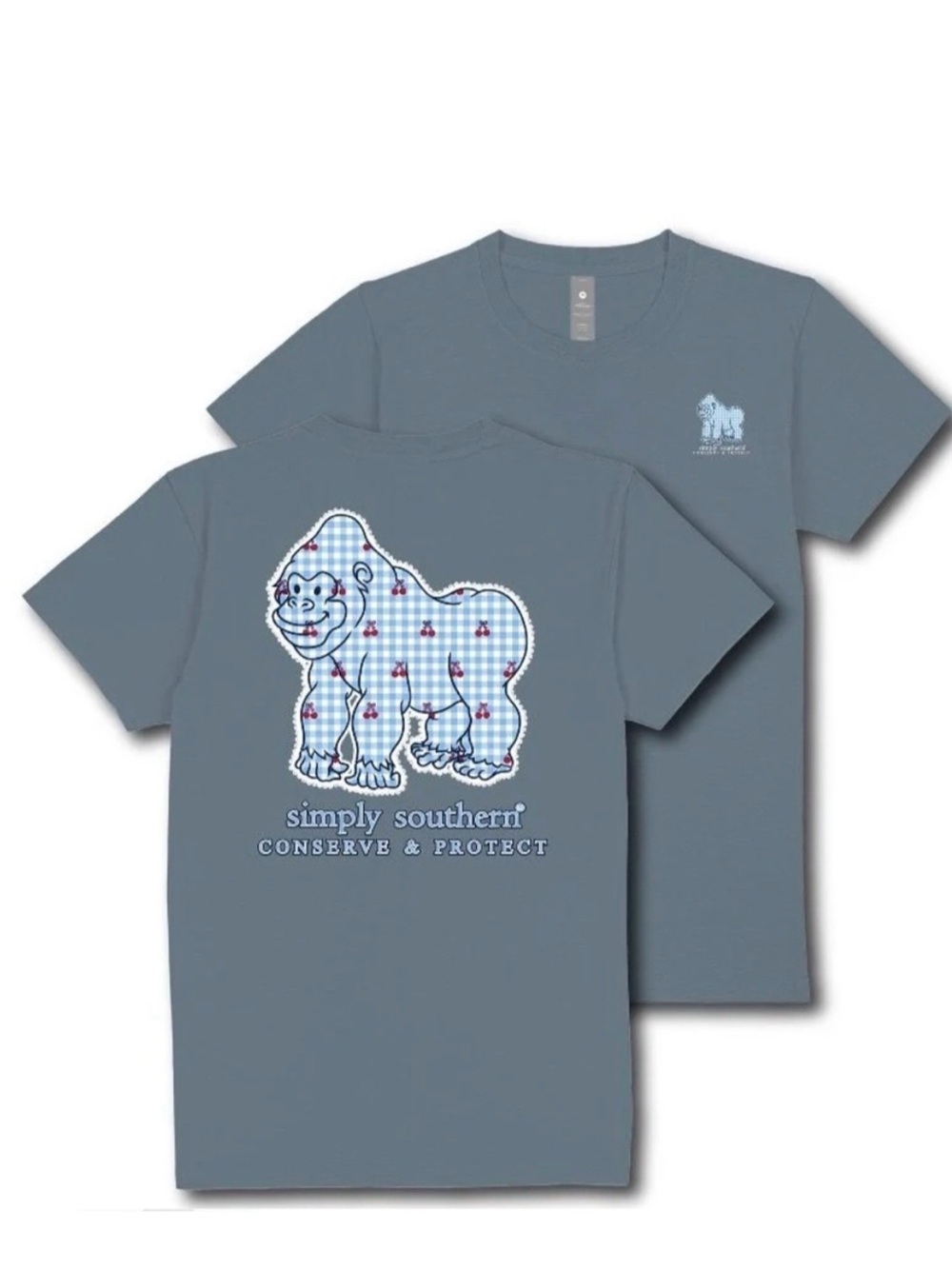 Simply Southern Gorilla Tracker Cherry Tee Comet Blue XL SOLD OUT